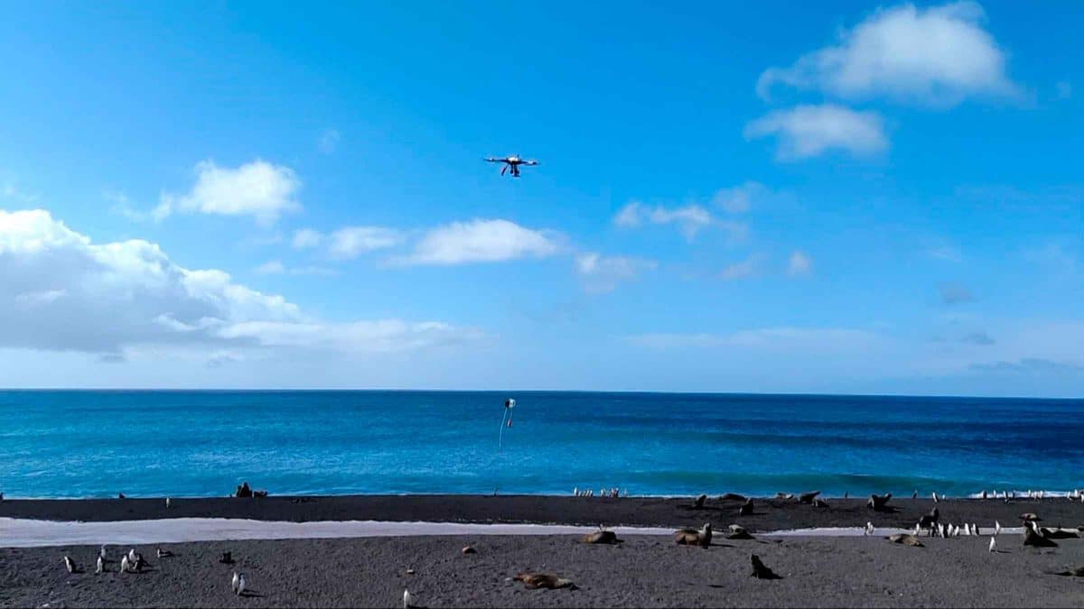 Muestreo de drones en la Antártida