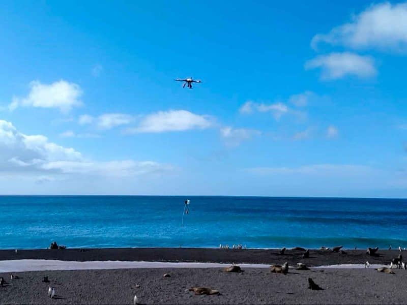 Muestreo de drones en la Antártida