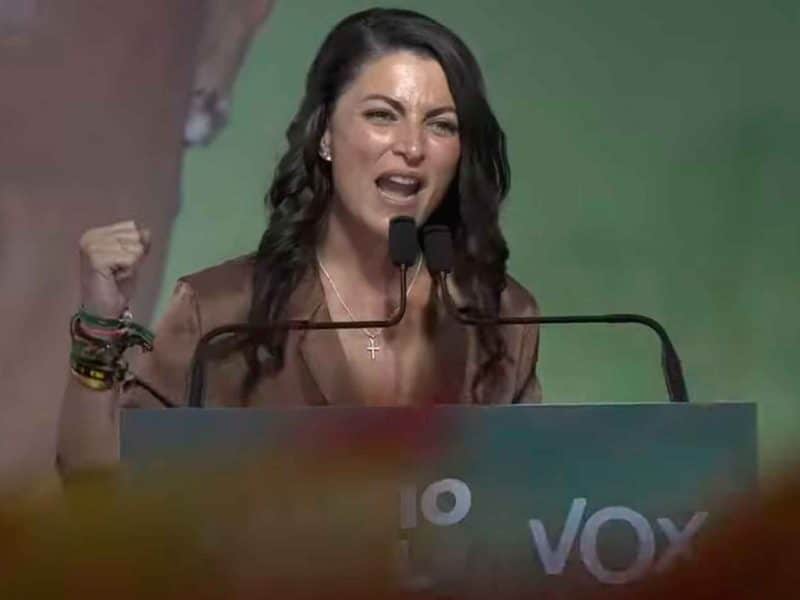 Macarena Olona durante la valoración de Vox en las elecciones andaluzas / rrss