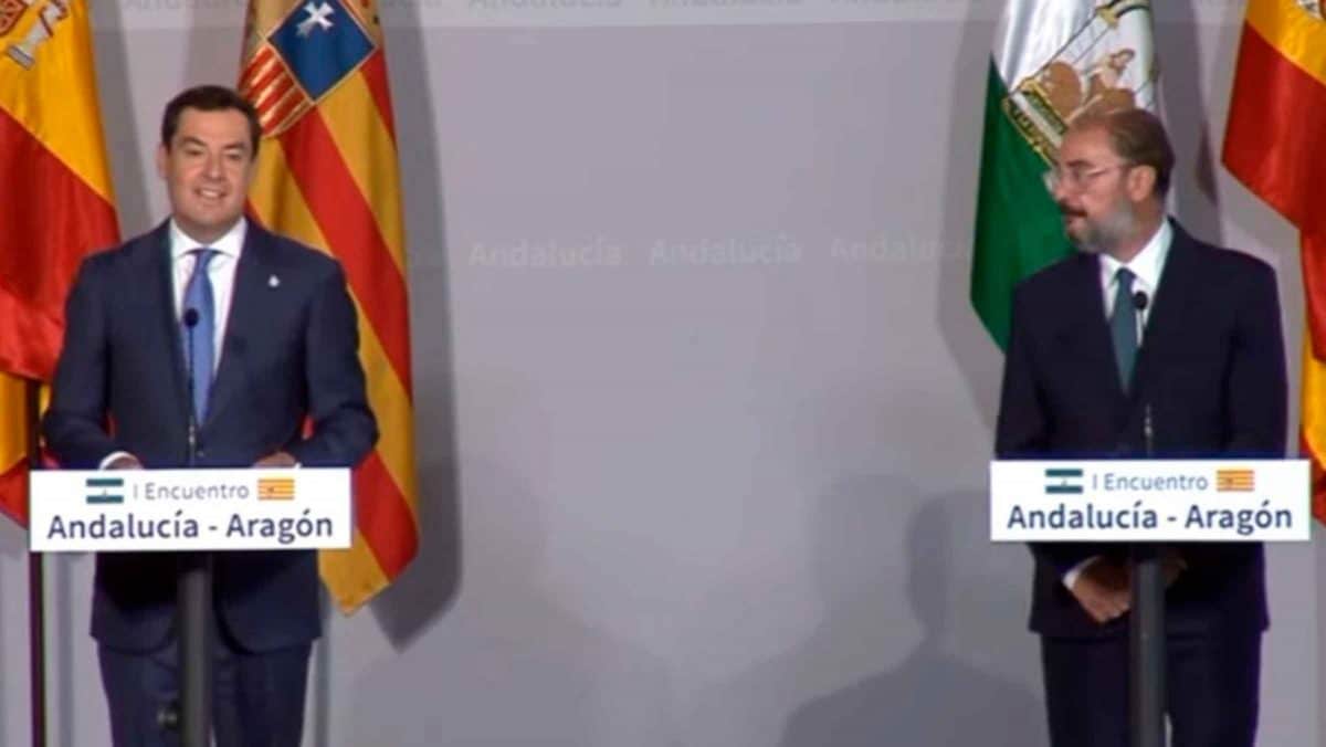 Imagen de la comparecencia de los Presidentes de Aragón y Andalucía / EA