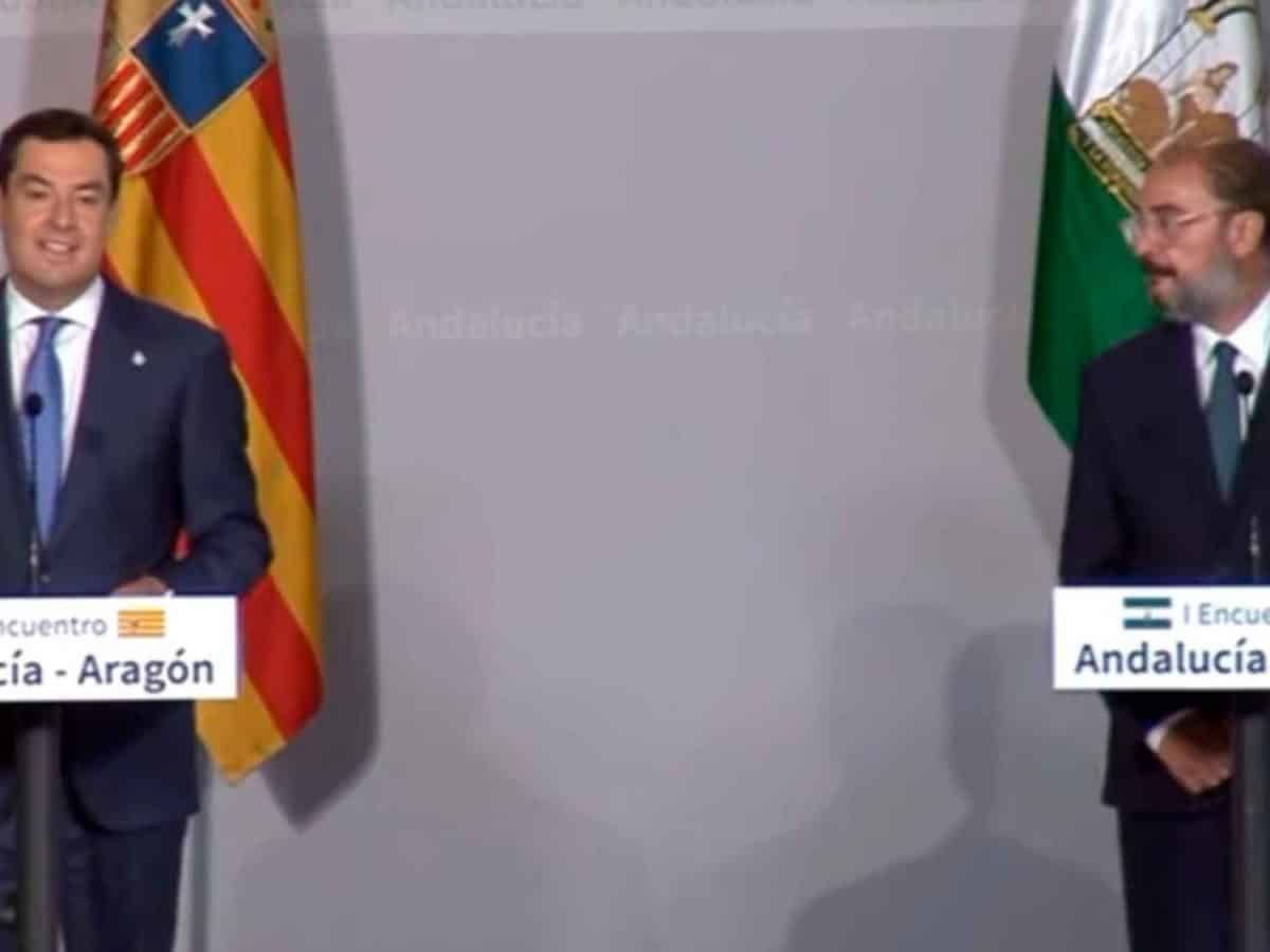 Imagen de la comparecencia de los Presidentes de Aragón y Andalucía / EA