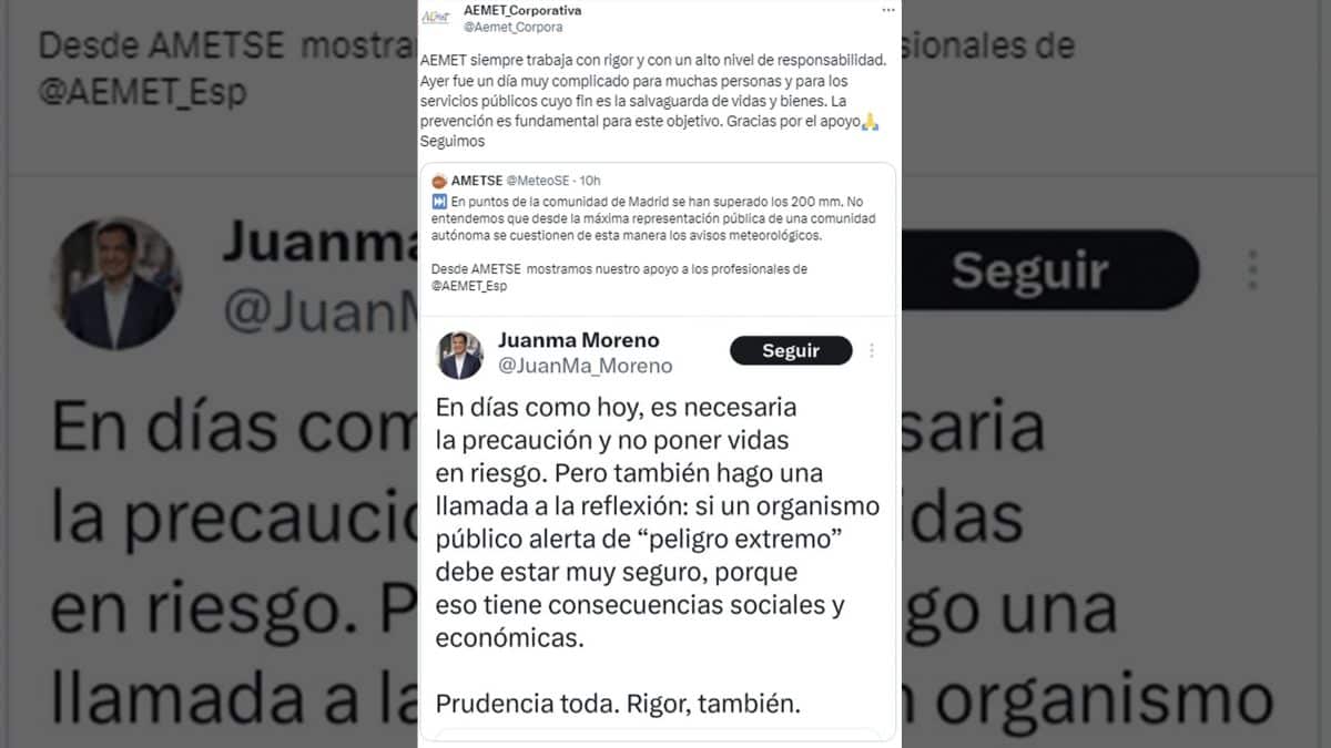 La AEMET responde a Juanma Moreno