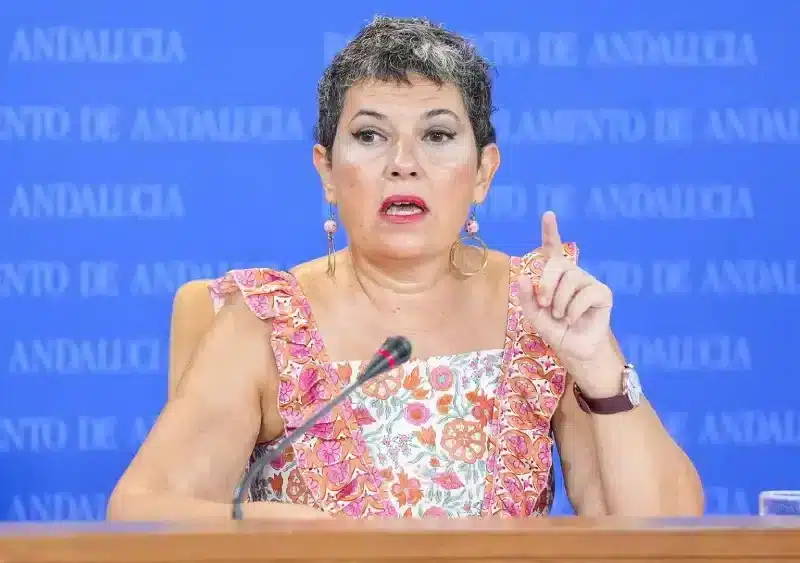 La portavoz adjunta del Grupo Mixto-AdelanteAndalucía, Maribel Mora, durante la ronda de ruedas de prensa de portavoces de los grupos parlamentarios en el Parlamento de Andalucía, a 11 de septiembre de 2024 en Sevilla - Joaquin Corchero - Europa Press