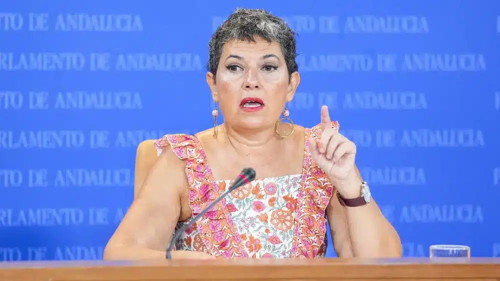 La portavoz adjunta del Grupo Mixto-AdelanteAndalucía, Maribel Mora, durante la ronda de ruedas de prensa de portavoces de los grupos parlamentarios en el Parlamento de Andalucía, a 11 de septiembre de 2024 en Sevilla - Joaquin Corchero - Europa Press