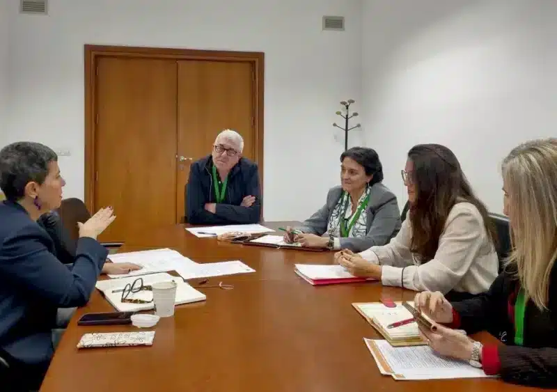 La diputada de Adelante Andalucía, Maribel Mora (i.), reunida con sindicatos sanitarios - ADELANTE ANDALUCÍA